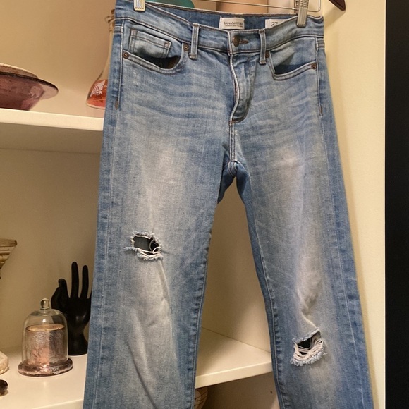 Banana Republic Denim - Banana Republic Distressed and Light Blue Straight Leg Jeans. GUC. Size 27